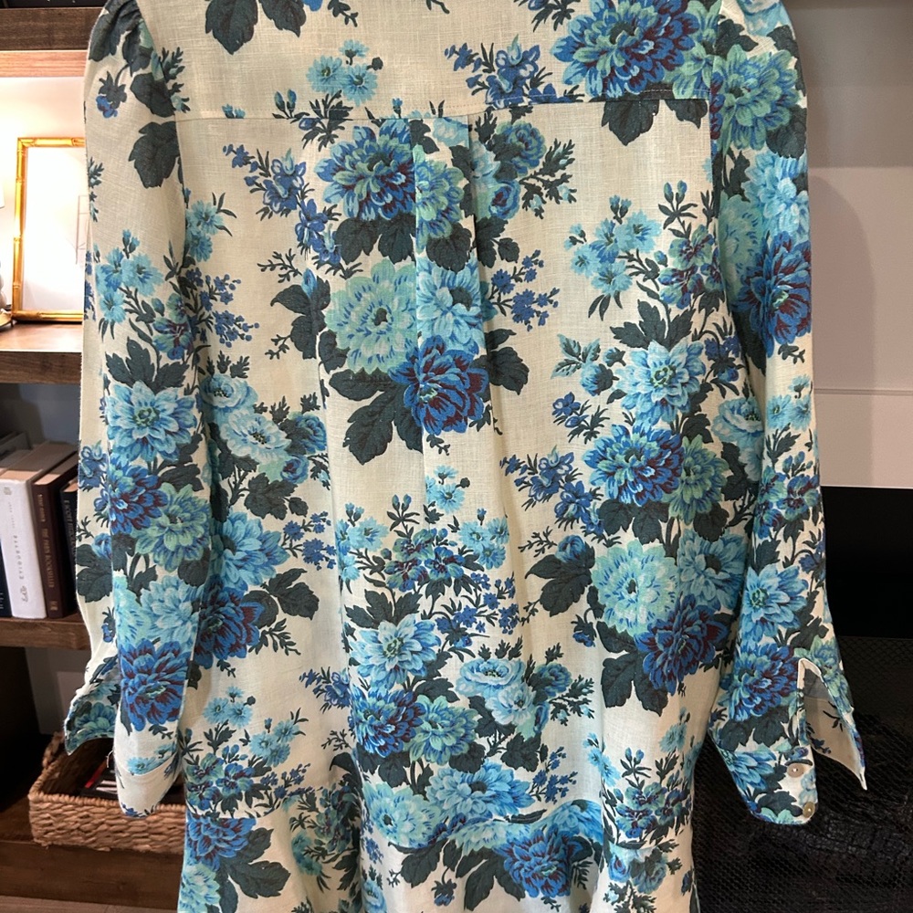 Tuckernuck Blue Hydrangea Floral Mini Shirt Dress - Picture 2 of 5